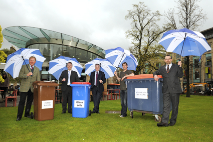 (L-R) Denzil Skinner, Chair of Essential Edinburgh; Alistair Morrice from Shanks; Environment Secretary Richard Lochhead; Café Pavilion Barista, Graeme Bellew; and Iain Gulland, Director of Zero Waste Scotland, visit a local business in Edinburgh which has signed up to a single waste contract to save money while recycling more (L-R) Denzil Skinner, Chair of Essential Edinburgh; Alistair Morrice from Shanks; Environment Secretary Richard Lochhead; Café Pavilion Barista, Graeme Bellew; and Iain Gulland, Director of Zero Waste Scotland, visit a local business in Edinburgh which has signed up to a single waste contract to save money while recycling more